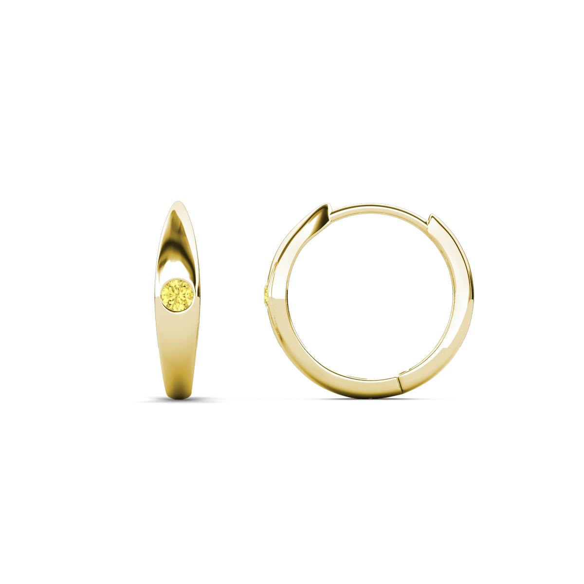 Anissa Yellow Sapphire Dome Women Huggie Earrings 